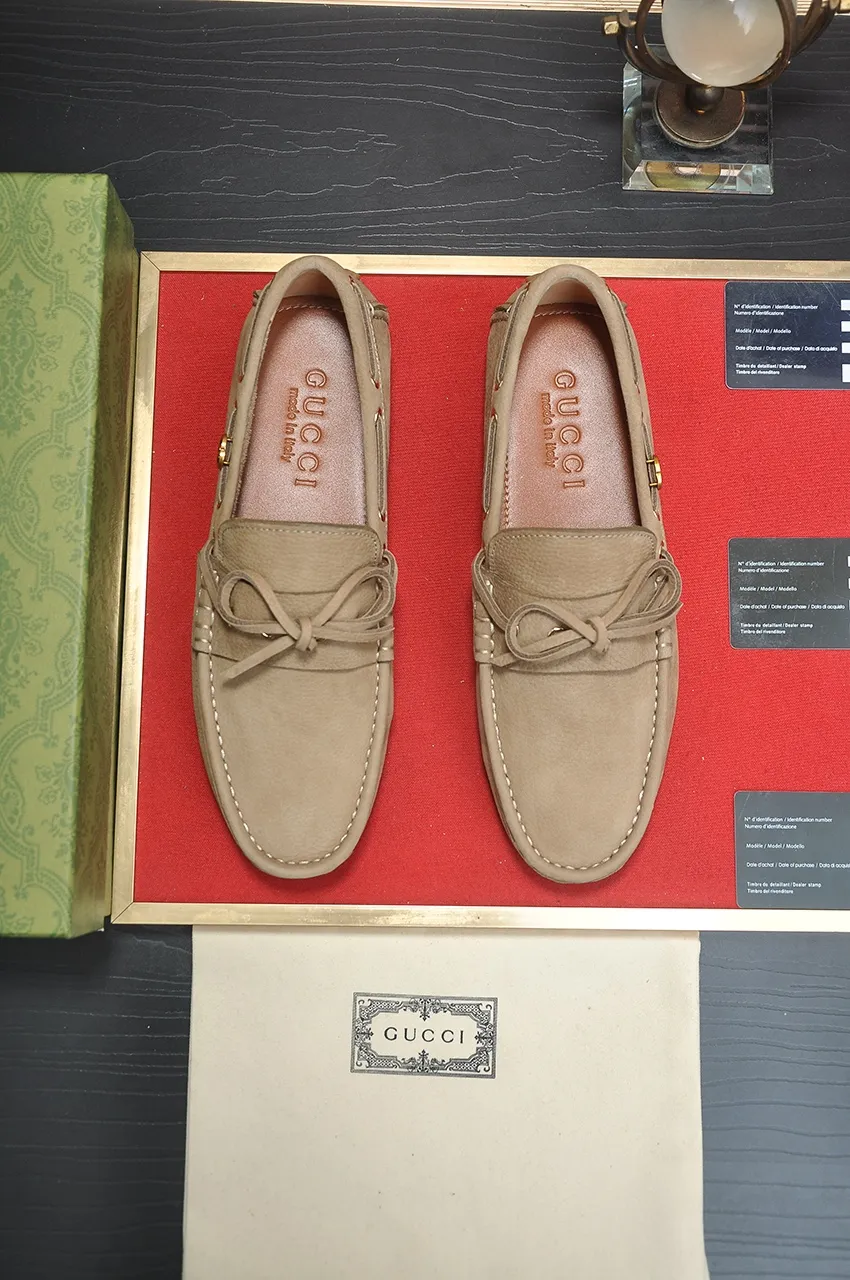 Men's Men's Shoes💰420💶【GUCCI】 (High-end Niuli) New 🍀Gucci*——Gucci Doudou Shoes! Made of imported original cowhide, the inner top layer is comfortable cowhide lining! Original wear-resistant rubber outsole! High quality products! Code number 38-44!